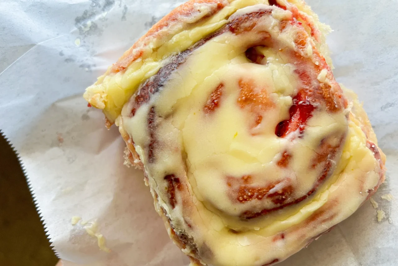 The Strawberry Lemonade Cinnamon Roll at Nadine's Bakery in Tucson.