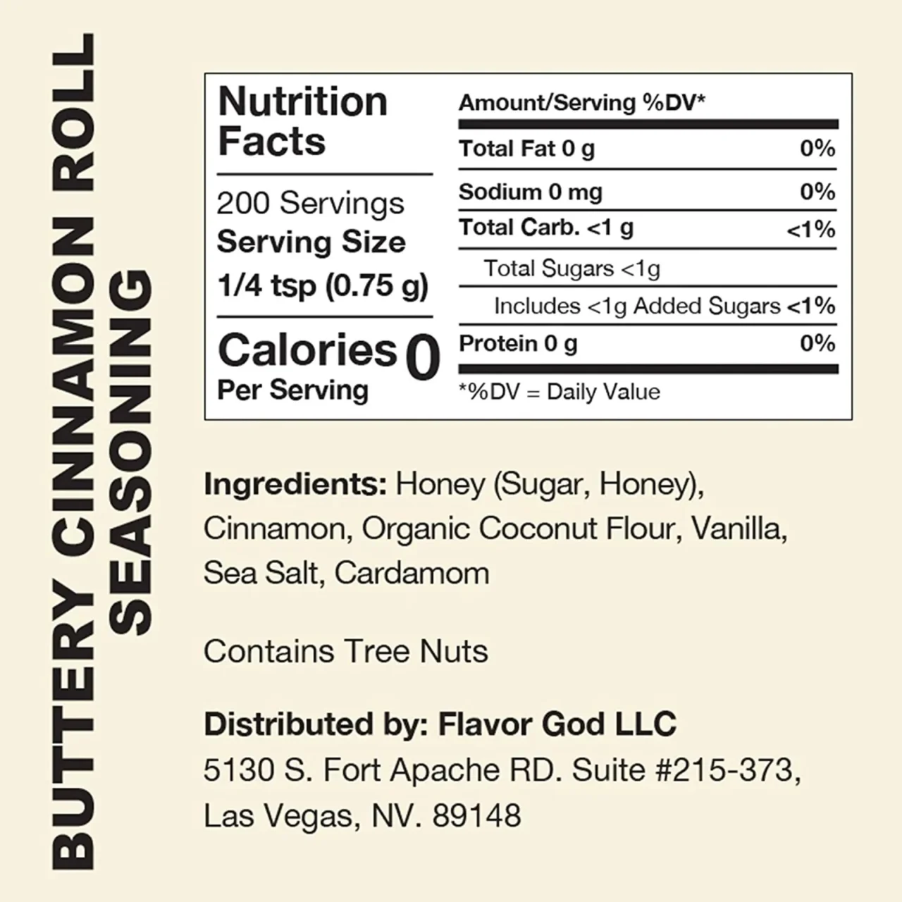 Buttery Cinnamon Roll Seasoning nutritional information