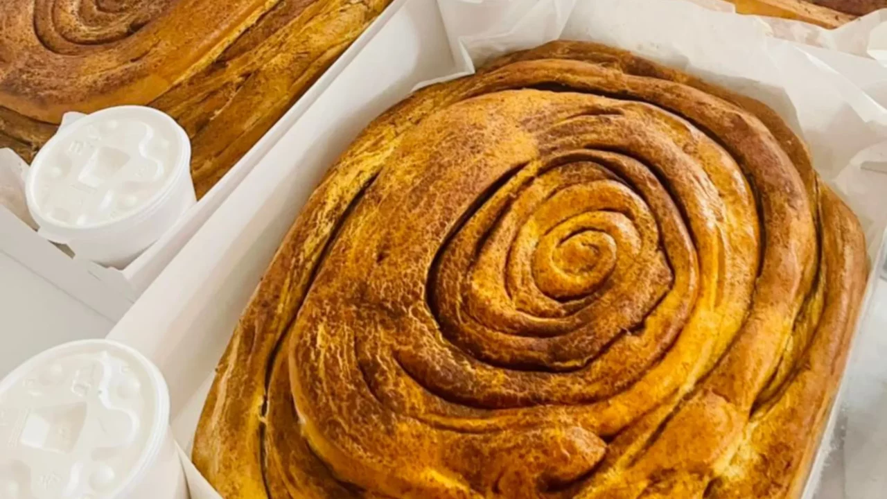 a massive 5lb cinnamon roll
